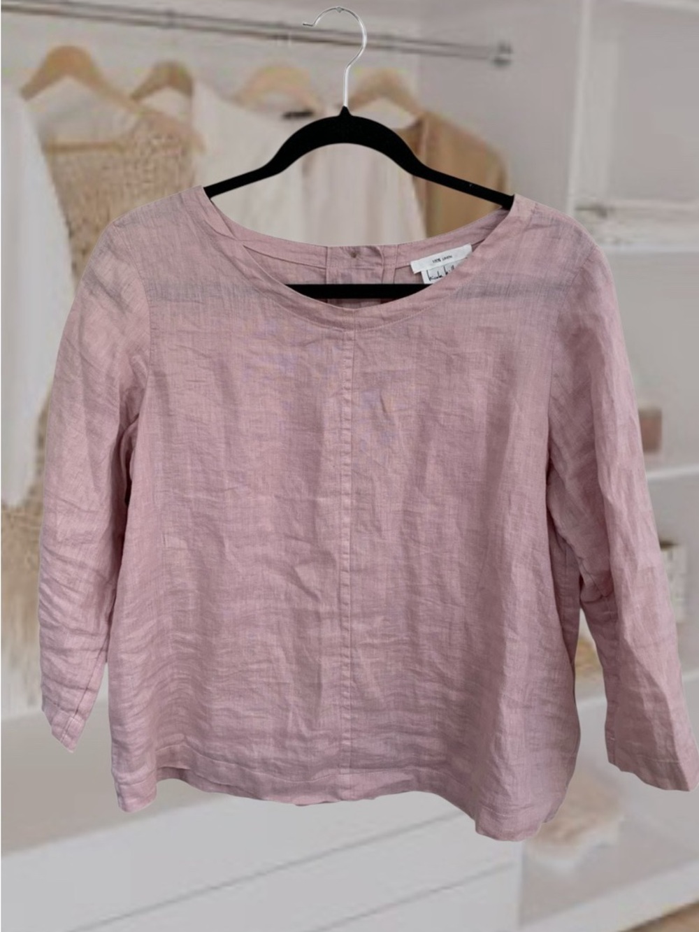 100% Linen Nicole Miller Dusty Rose Top with button back